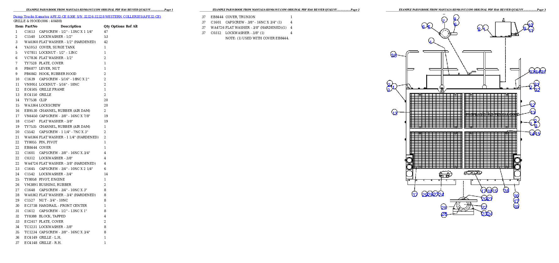 Protected: AFE32-CE 830E S/N 32326-32328   WESTERN COLLERIES Partsbook