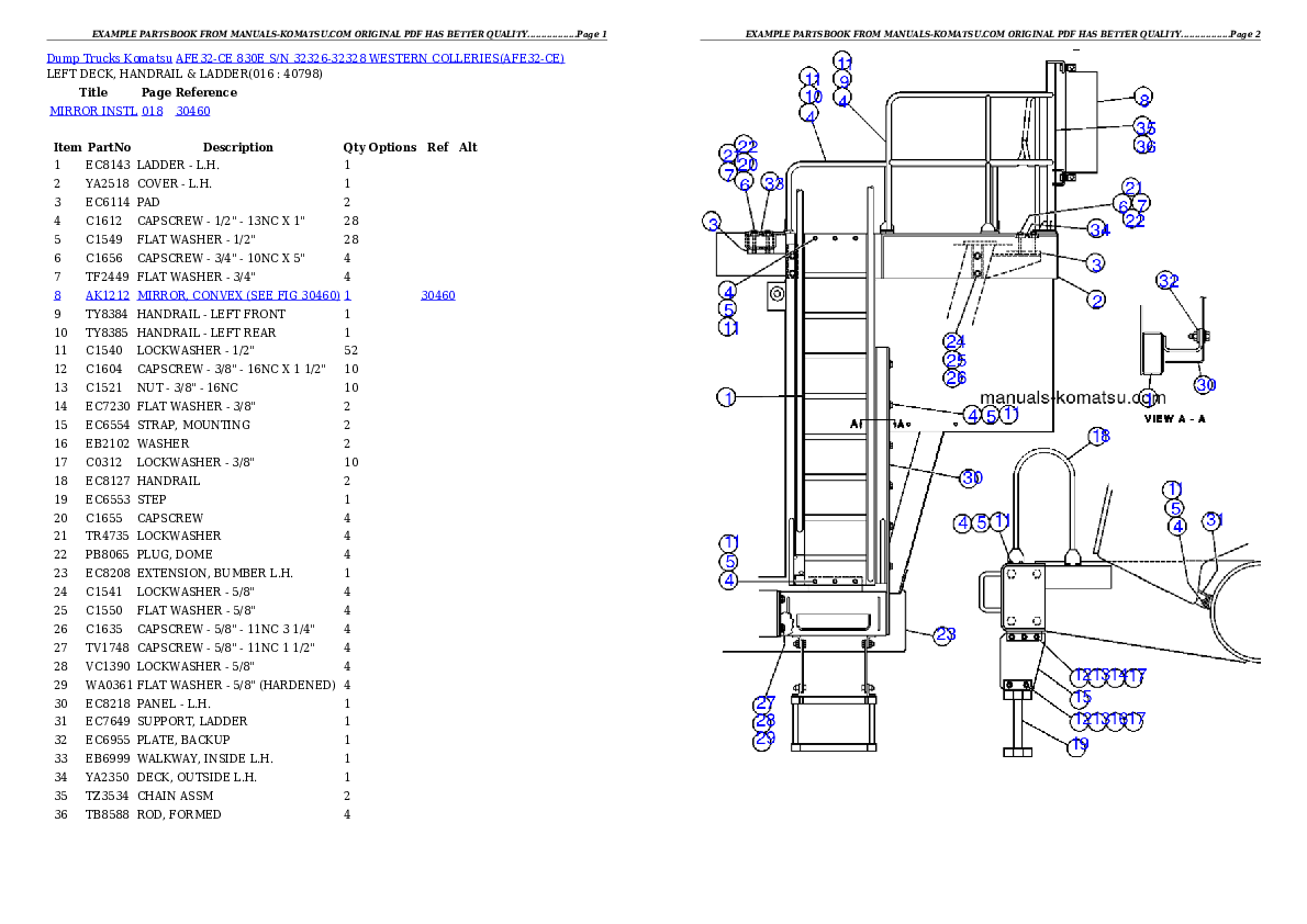 Protected: AFE32-CE 830E S/N 32326-32328   WESTERN COLLERIES Partsbook
