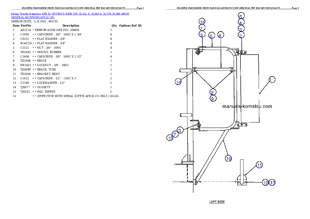 Protected: AFE32-CP/CR/CS 830E S/N 32352 & 32360 & 32378-32380    ARCH MINERAL-RUFFNER Partsbook