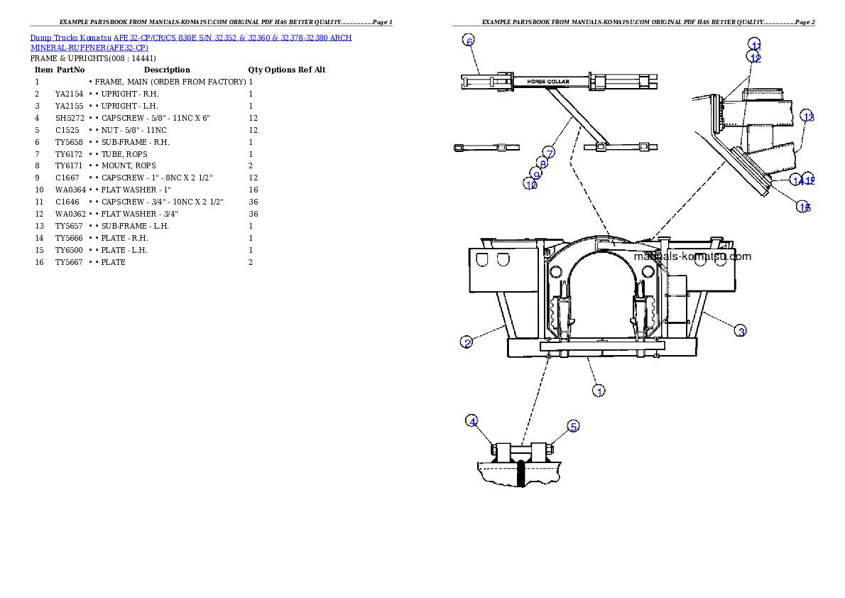 Protected: AFE32-CP/CR/CS 830E S/N 32352 & 32360 & 32378-32380    ARCH MINERAL-RUFFNER Partsbook