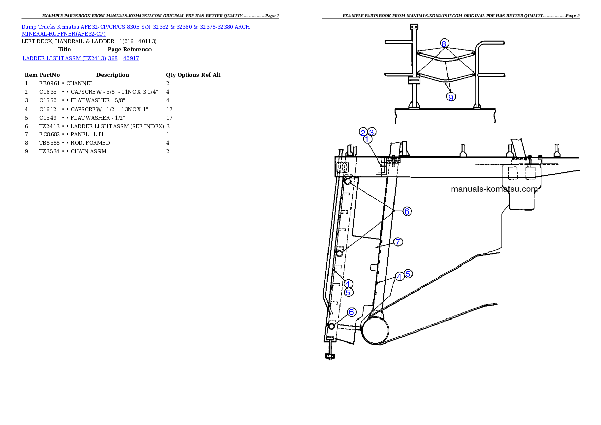 Protected: AFE32-CP/CR/CS 830E S/N 32352 & 32360 & 32378-32380    ARCH MINERAL-RUFFNER Partsbook