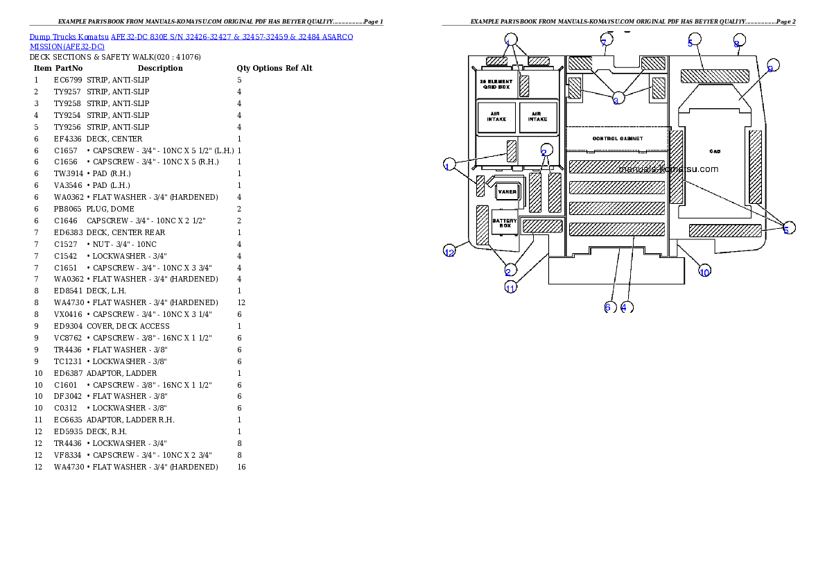 Protected: AFE32-DC 830E S/N 32426-32427 & 32457-32459 & 32484  ASARCO MISSION Partsbook