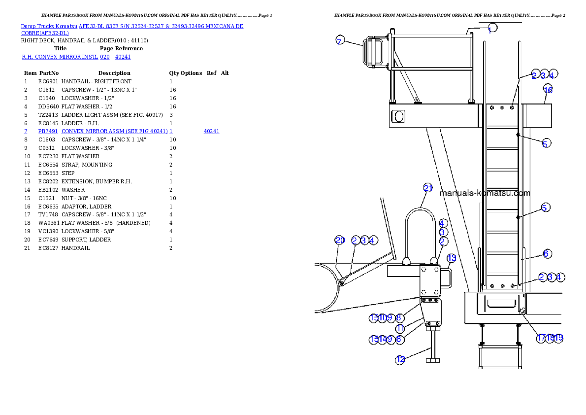 Protected: AFE32-DL 830E S/N 32524-32527 & 32493-32496 MEXICANA DE COBRE Partsbook