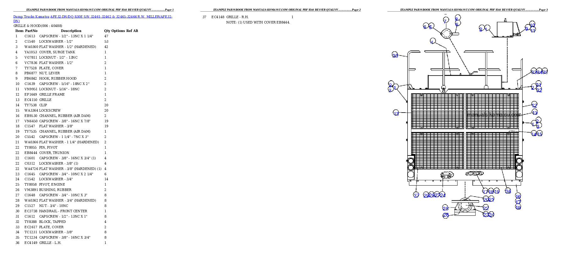Protected: AFE32-DN/DQ 830E S/N 32461-32462 & 32465-32466  R.W. MILLER Partsbook