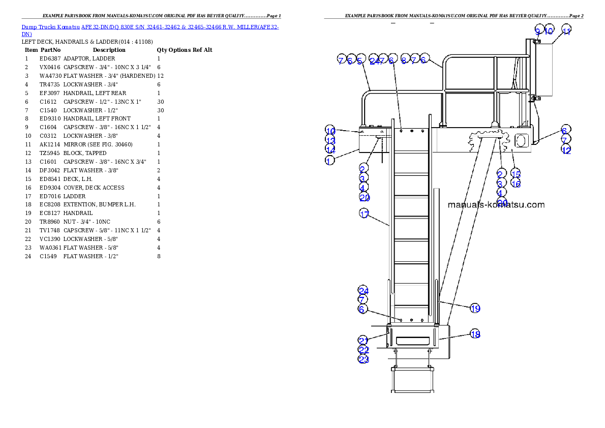 Protected: AFE32-DN/DQ 830E S/N 32461-32462 & 32465-32466  R.W. MILLER Partsbook
