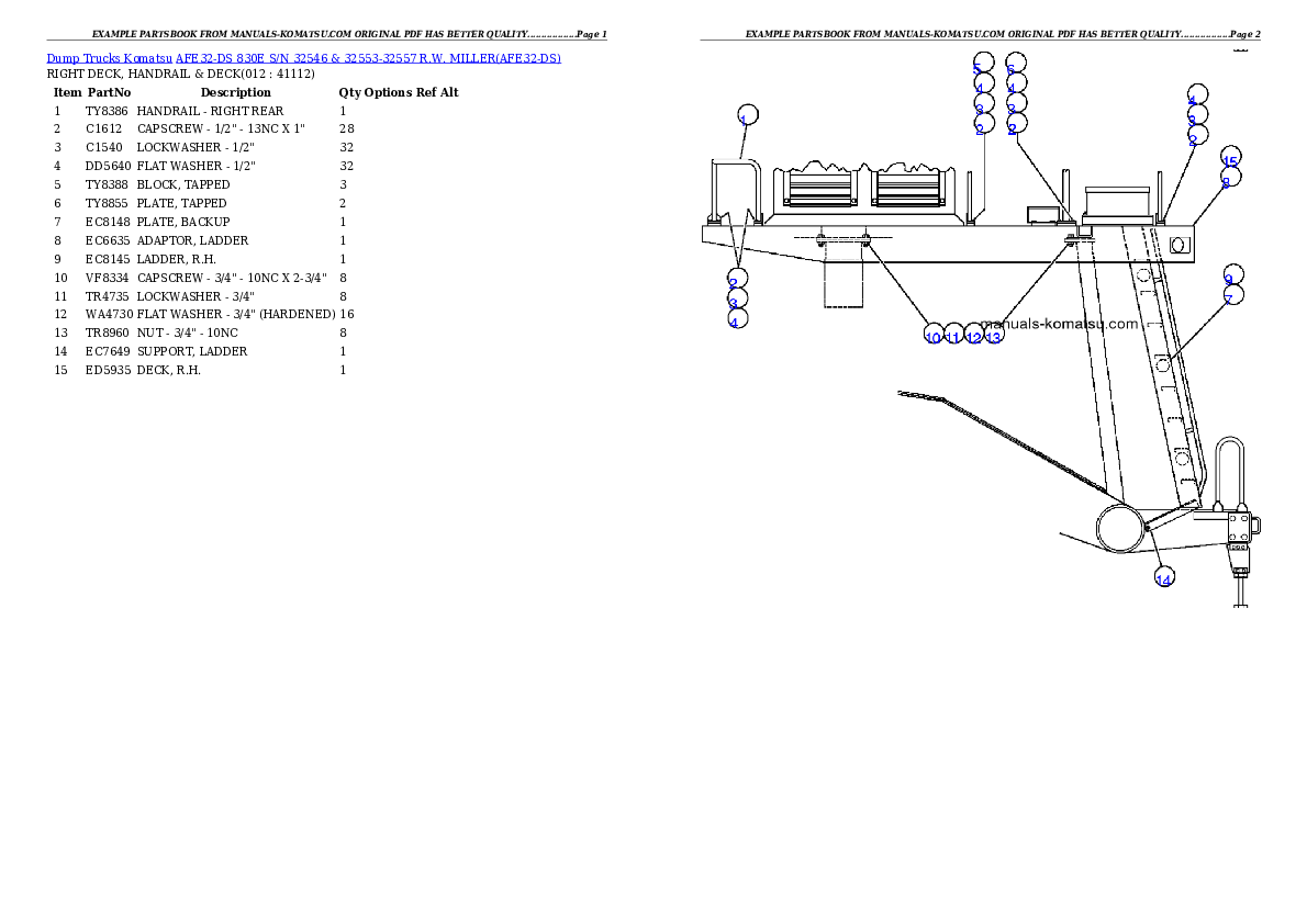 Protected: AFE32-DS 830E S/N 32546 & 32553-32557  R.W. MILLER Partsbook