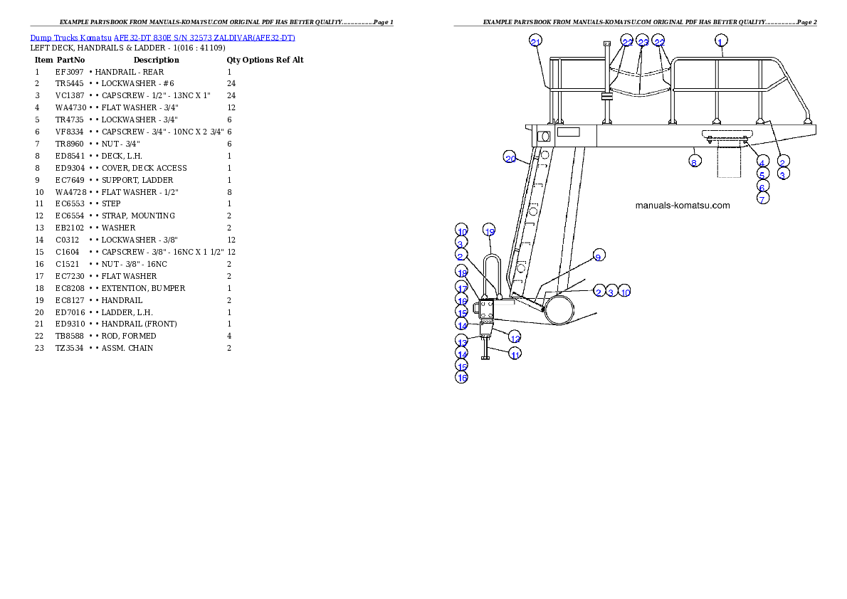 Protected: AFE32-DT 830E S/N 32573               ZALDIVAR Partsbook