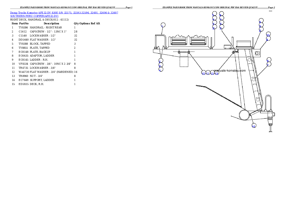 Protected: AFE32-DV 830E S/N 32575, 32593-32596, 32601, 32606 & 32607 SOUTHERN PERU COPPER Partsbook