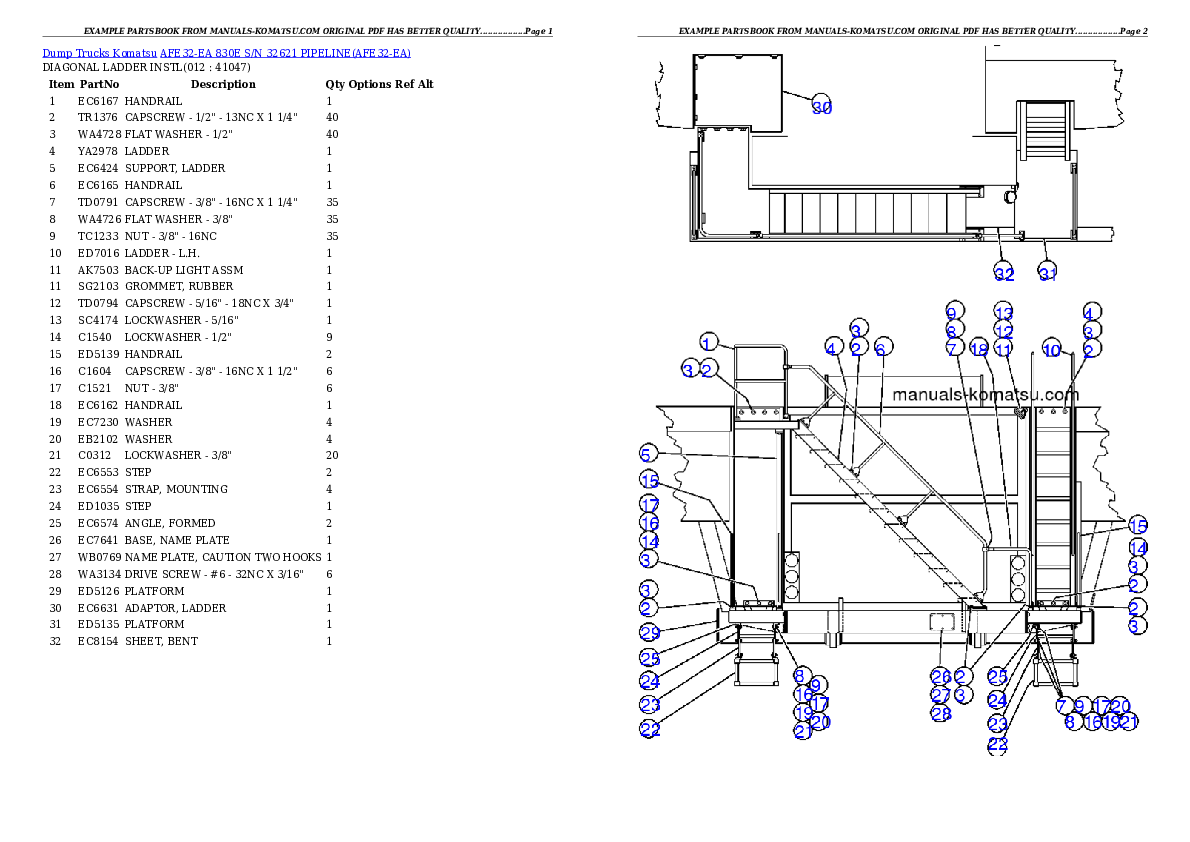 Protected: AFE32-EA 830E S/N 32621     PIPELINE Partsbook