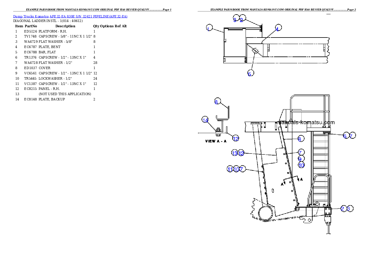 Protected: AFE32-EA 830E S/N 32621     PIPELINE Partsbook