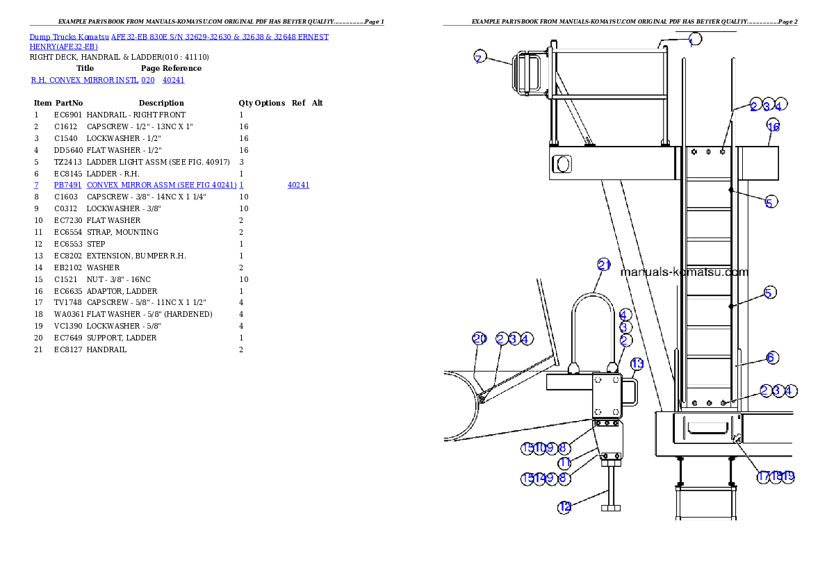 Protected: AFE32-EB 830E S/N 32629-32630 & 32638 & 32648 ERNEST HENRY Partsbook