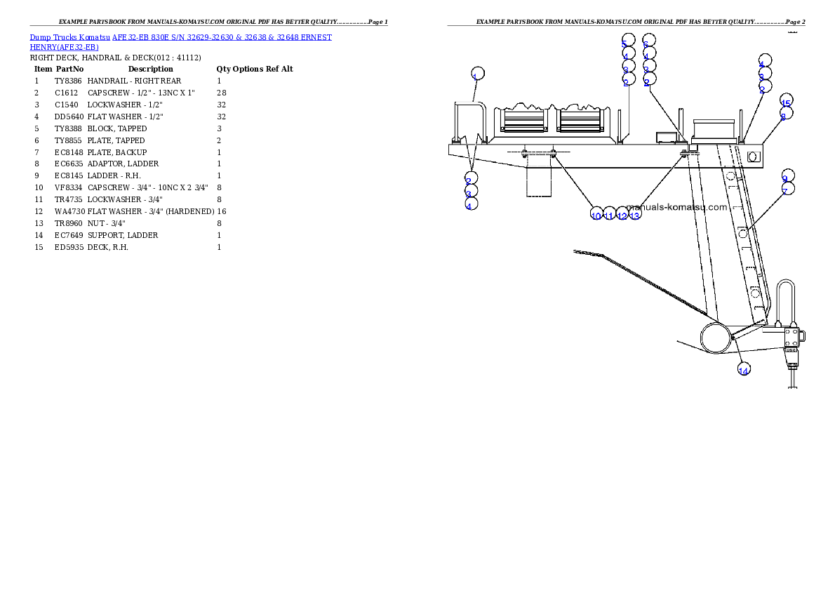 Protected: AFE32-EB 830E S/N 32629-32630 & 32638 & 32648 ERNEST HENRY Partsbook
