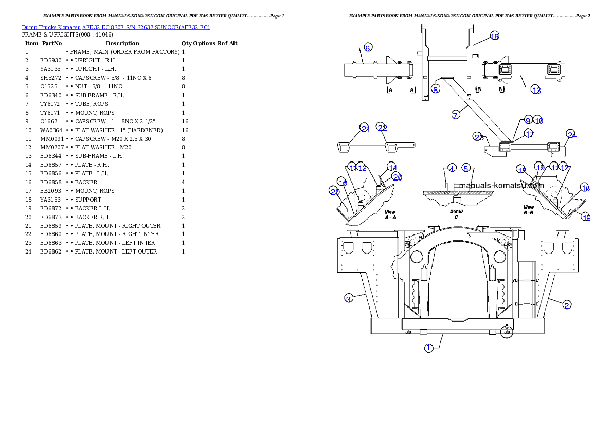 Protected: AFE32-EC 830E S/N 32637              SUNCOR Partsbook