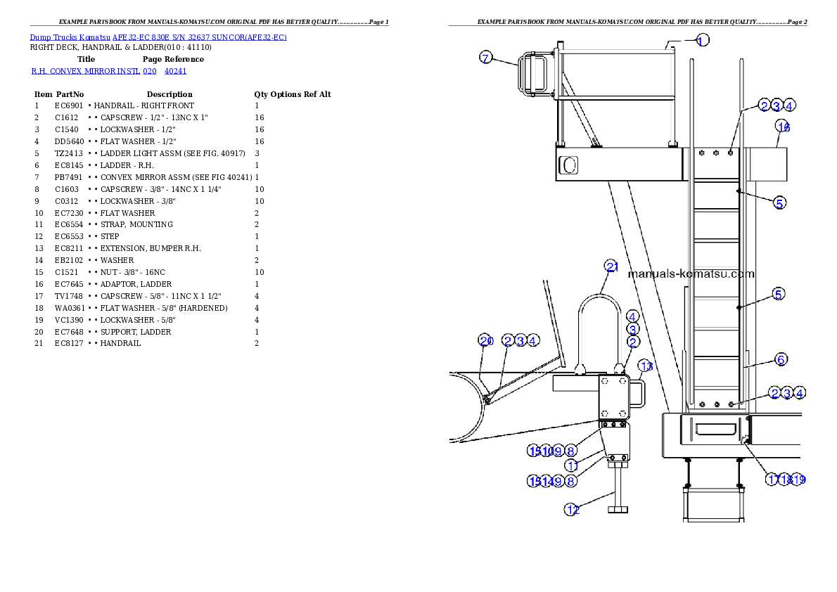 Protected: AFE32-EC 830E S/N 32637              SUNCOR Partsbook