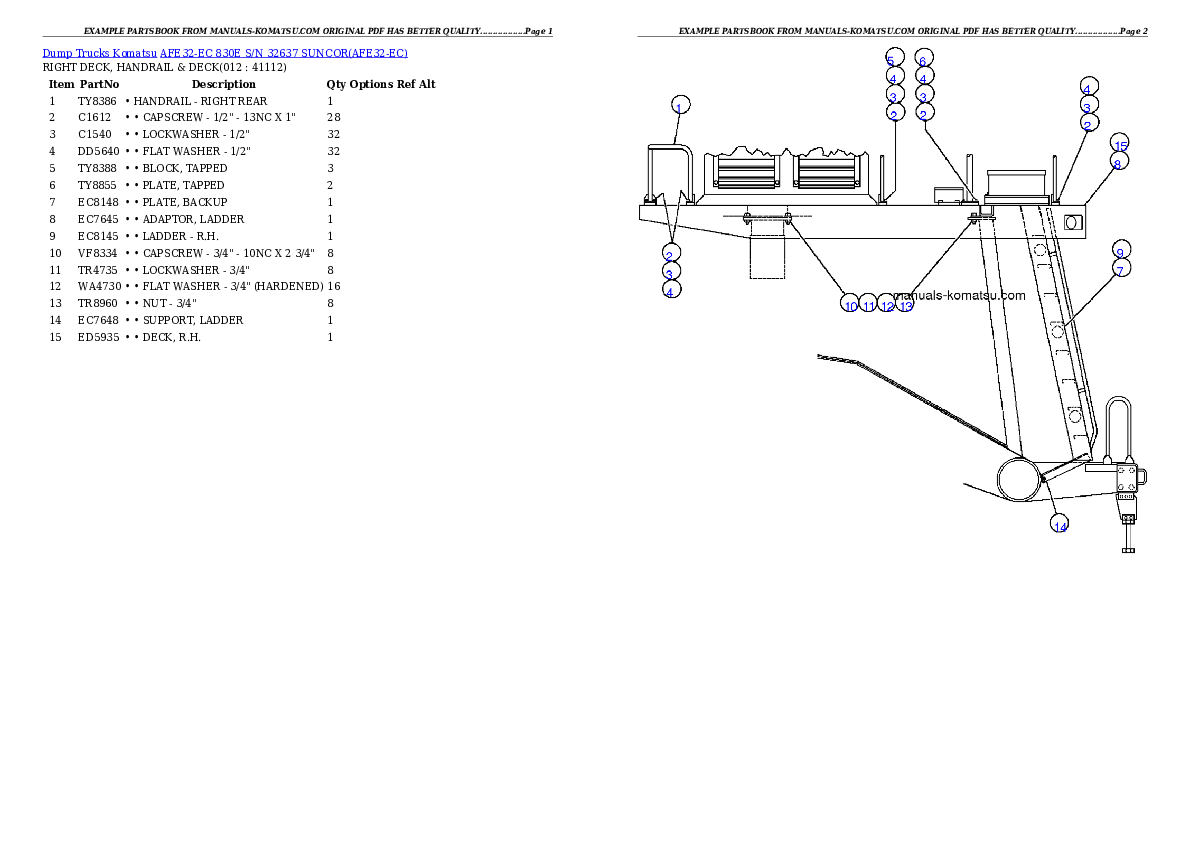 Protected: AFE32-EC 830E S/N 32637              SUNCOR Partsbook