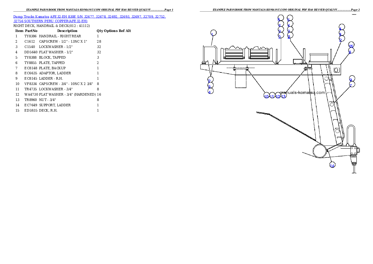 Protected: AFE32-EH 830E S/N 32677, 32678, 32692, 32693, 32697, 32709, 32752, 32756 SOUTHERN PERU COPPER Partsbook