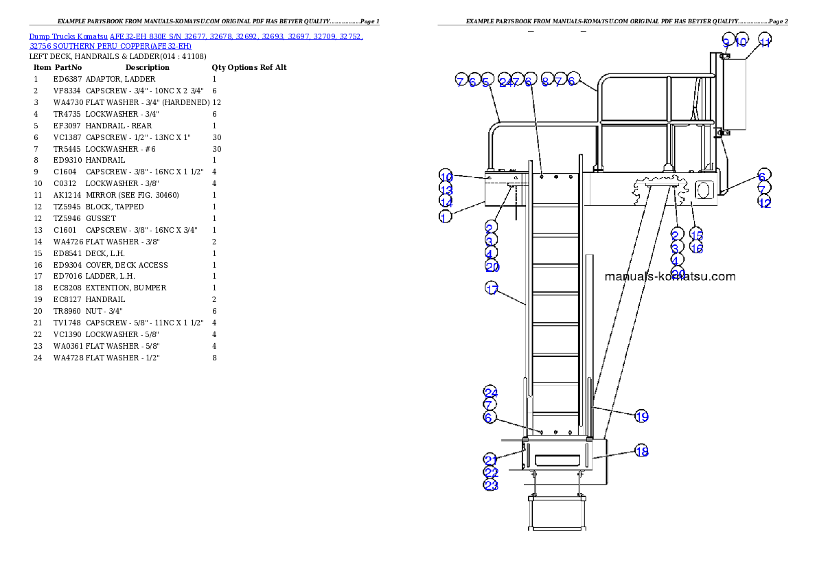Protected: AFE32-EH 830E S/N 32677, 32678, 32692, 32693, 32697, 32709, 32752, 32756 SOUTHERN PERU COPPER Partsbook