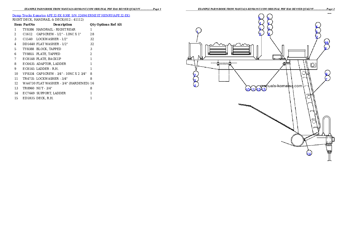 Protected: AFE32-EK 830E S/N 32696  ERNEST HENRY Partsbook