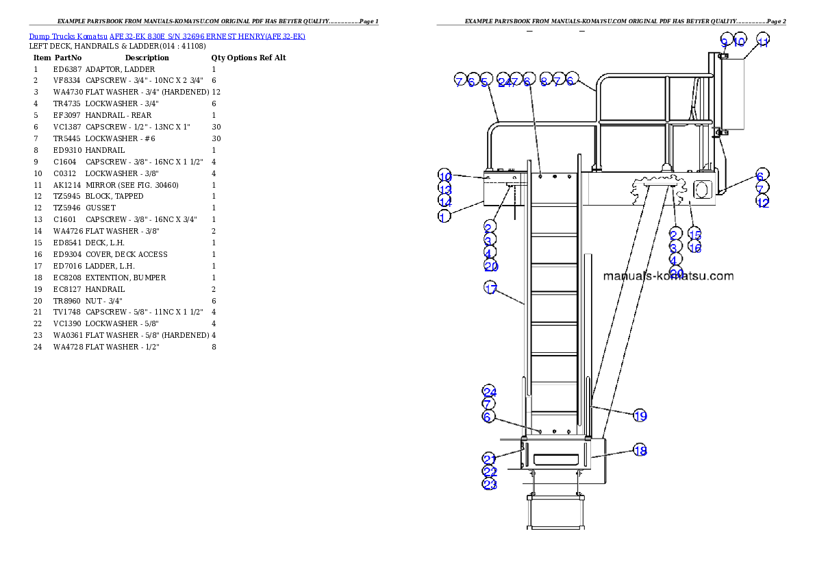 Protected: AFE32-EK 830E S/N 32696  ERNEST HENRY Partsbook