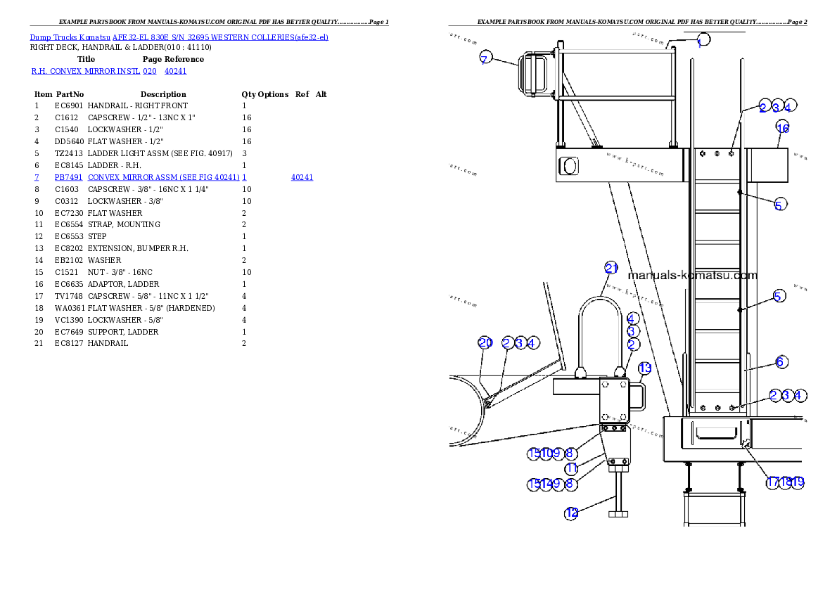 Protected: AFE32-EL 830E S/N 32695   WESTERN COLLERIES Partsbook