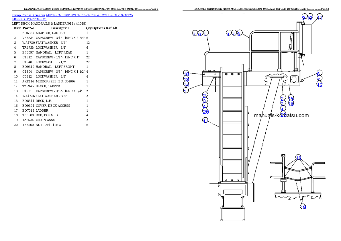 Protected: AFE32-EM 830E S/N 32705-32706 & 32711 & 32719-32725   FREEPORT Partsbook
