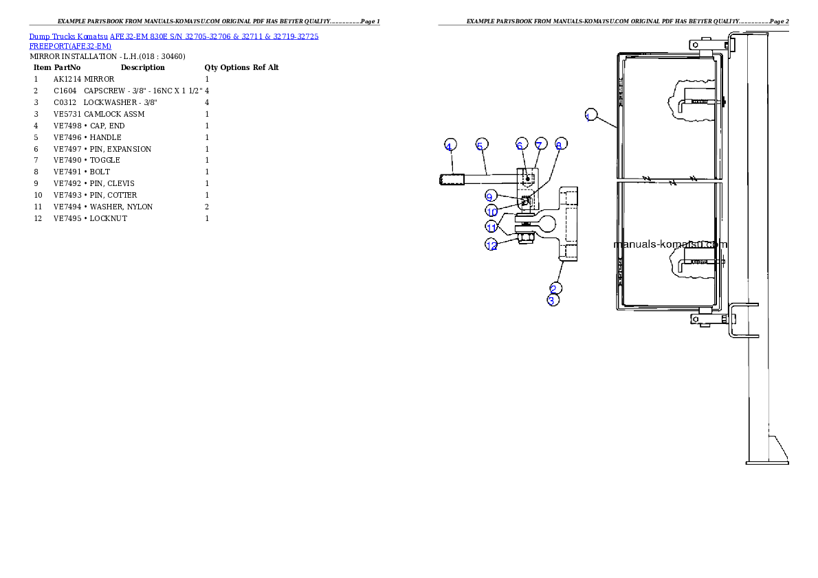 Protected: AFE32-EM 830E S/N 32705-32706 & 32711 & 32719-32725   FREEPORT Partsbook