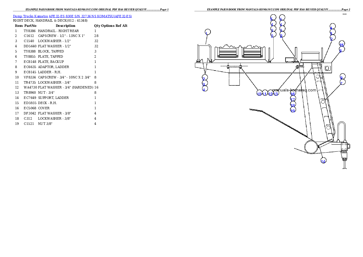 Protected: AFE32-ES 830E S/N 32736  NS KOMATSU Partsbook