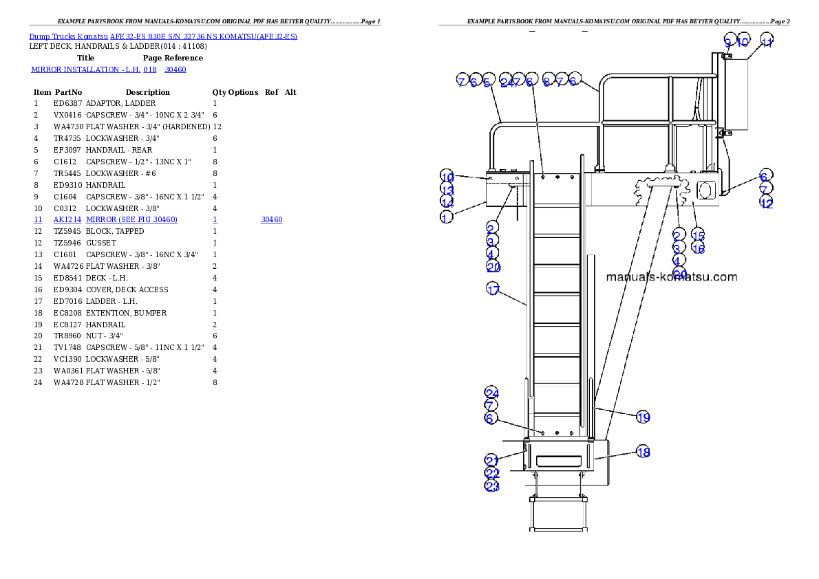 Protected: AFE32-ES 830E S/N 32736  NS KOMATSU Partsbook