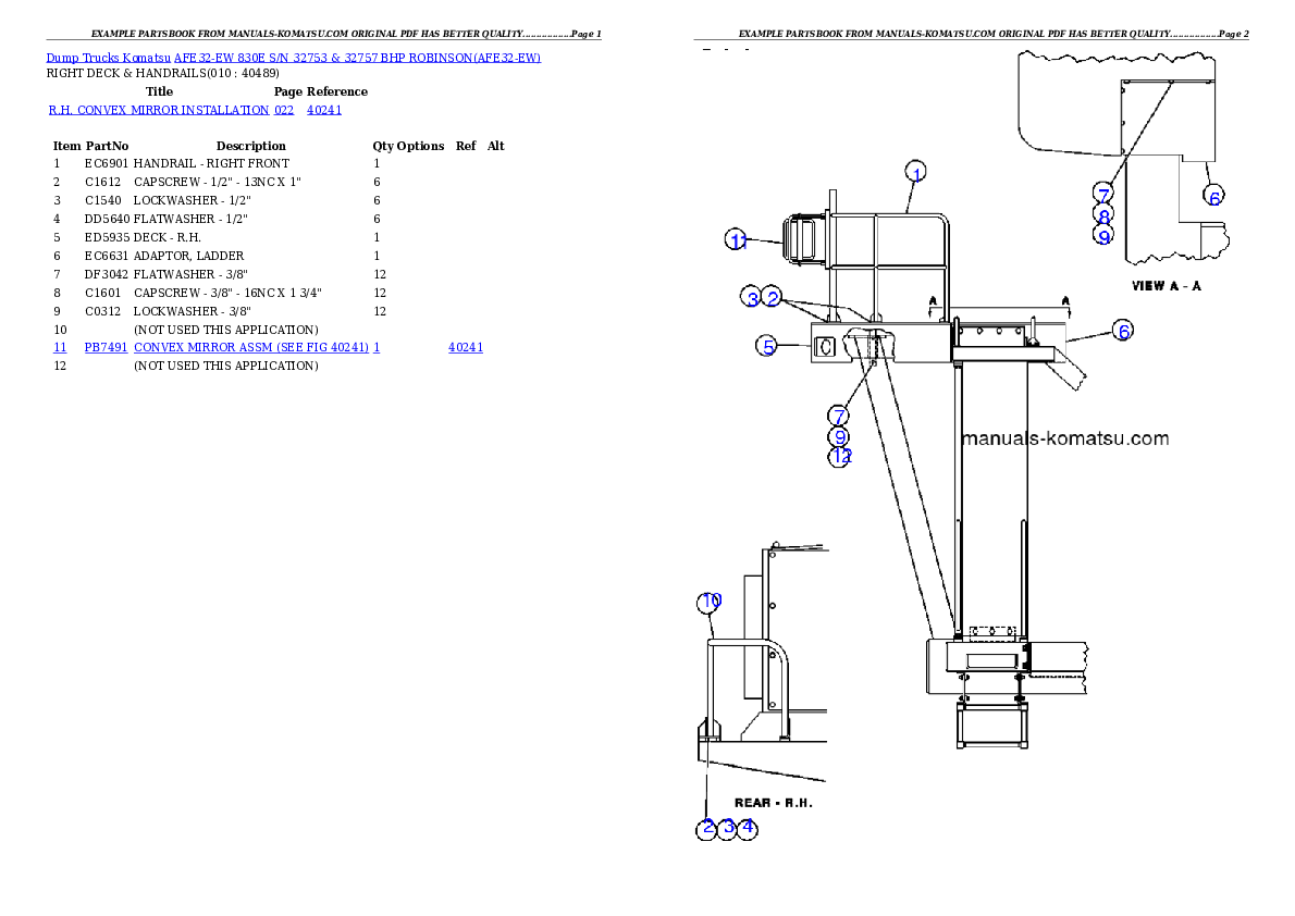 Protected: AFE32-EW 830E S/N 32753 & 32757 BHP ROBINSON Partsbook