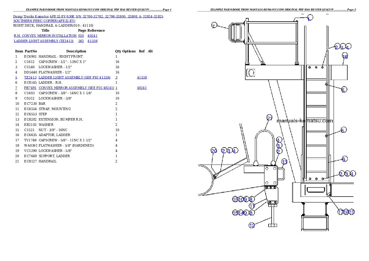 Protected: AFE32-EY 830E S/N 32780-32782, 32798-32800, 32808, & 32824-32825 SOUTHERN PERU COPPER Partsbook