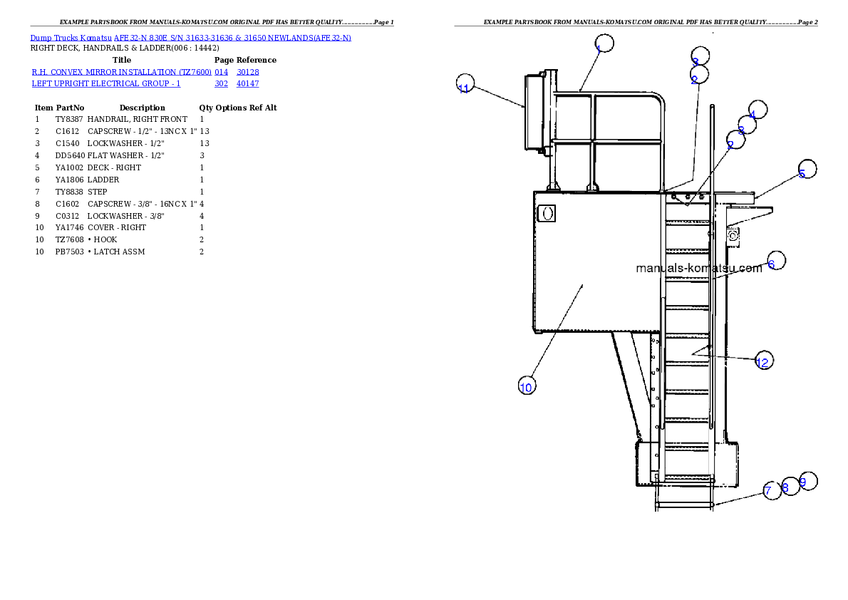 Protected: AFE32-N 830E S/N 31633-31636 & 31650  NEWLANDS Partsbook