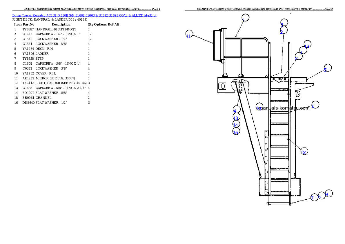 Protected: AFE32-Q 830E S/N 31662-31663 & 31692-31693  COAL & ALLIED Partsbook