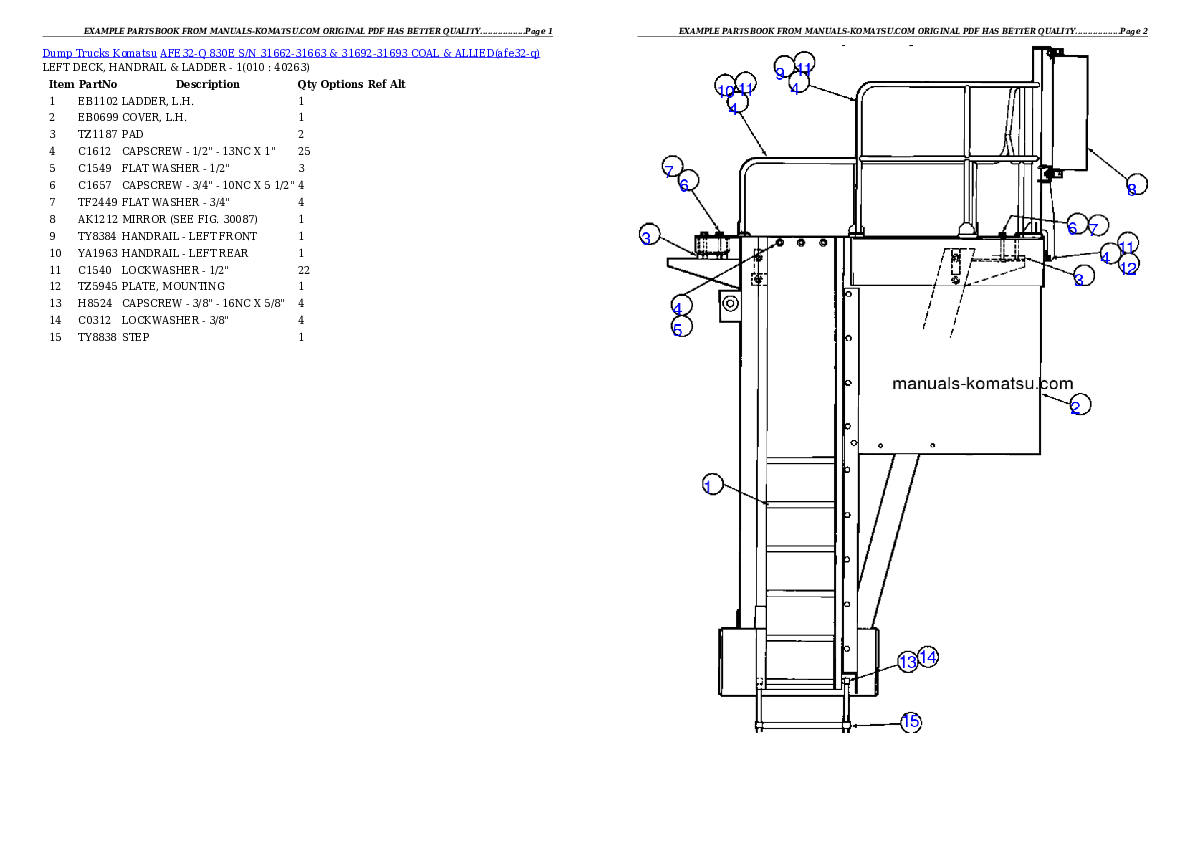 Protected: AFE32-Q 830E S/N 31662-31663 & 31692-31693  COAL & ALLIED Partsbook