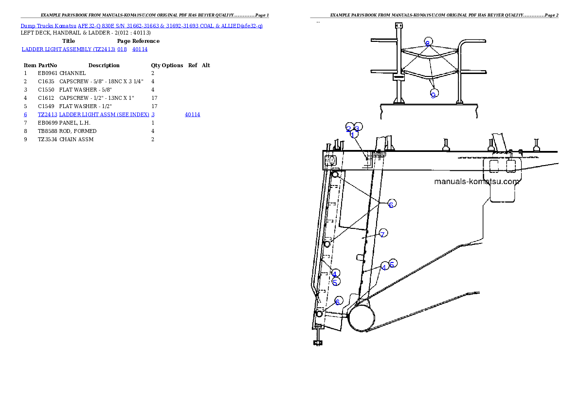 Protected: AFE32-Q 830E S/N 31662-31663 & 31692-31693  COAL & ALLIED Partsbook