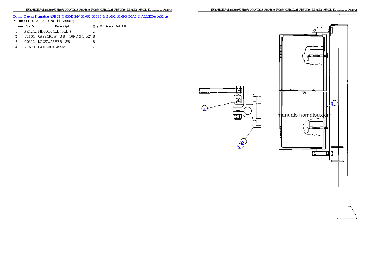 Protected: AFE32-Q 830E S/N 31662-31663 & 31692-31693  COAL & ALLIED Partsbook