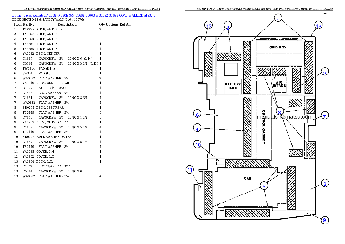 Protected: AFE32-Q 830E S/N 31662-31663 & 31692-31693  COAL & ALLIED Partsbook