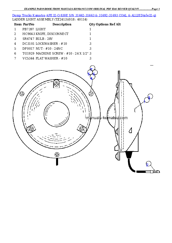 Protected: AFE32-Q 830E S/N 31662-31663 & 31692-31693  COAL & ALLIED Partsbook