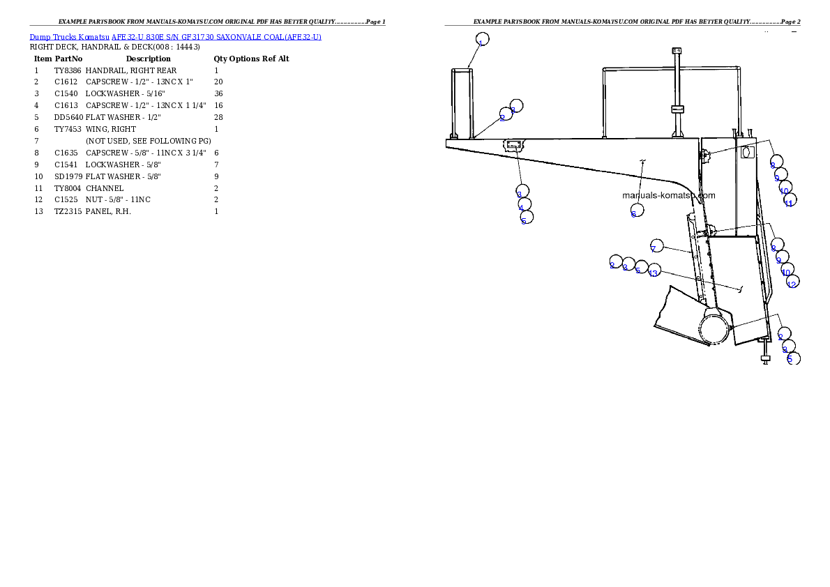 Protected: AFE32-U 830E S/N GF31730 SAXONVALE COAL Partsbook
