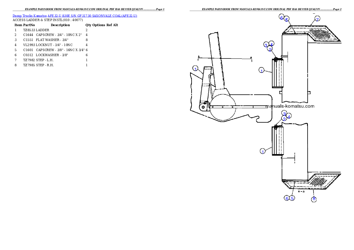 Protected: AFE32-U 830E S/N GF31730 SAXONVALE COAL Partsbook