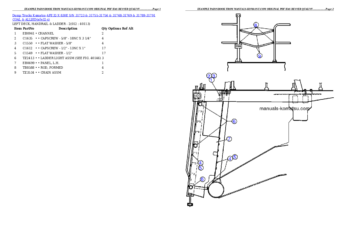Protected: AFE32-X  830E S/N 31723 & 31755-31756 & 31768-31769 & 31789-31791 COAL & ALLIED Partsbook