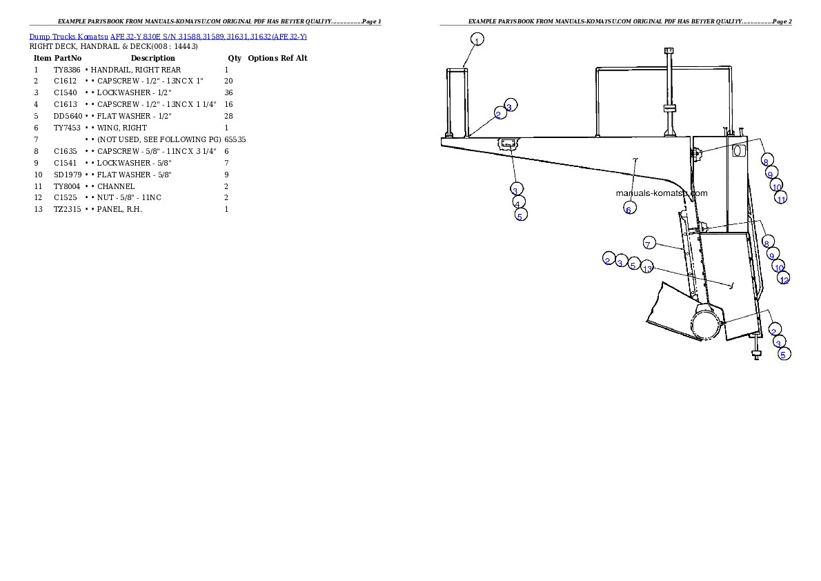 Protected: AFE32-Y 830E S/N 31588,31589,31631,31632 Partsbook