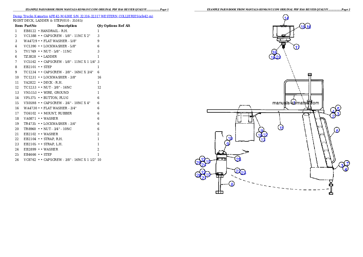 Protected: AFE42-M  630E S/N 32316-32317 WESTERN COLLIERIES Partsbook