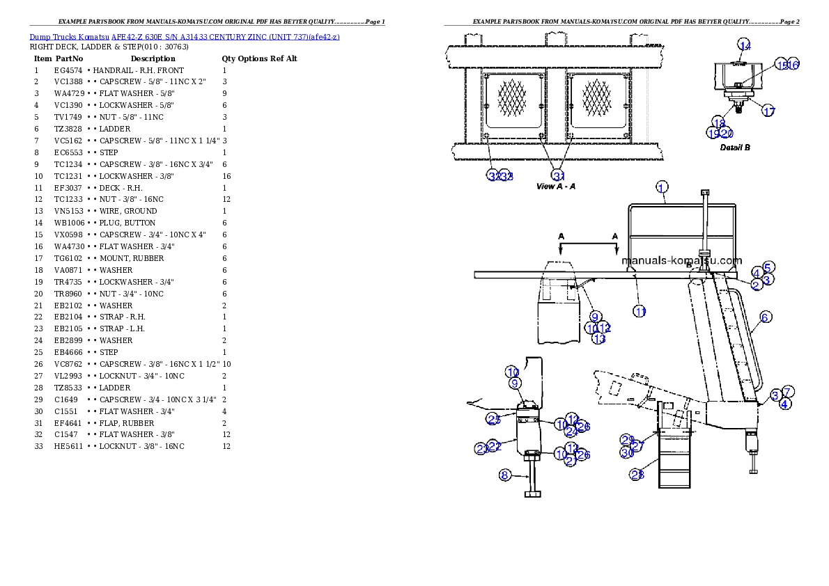 Protected: AFE42-Z 630E S/N A31433 CENTURY ZINC (UNIT 737) Partsbook
