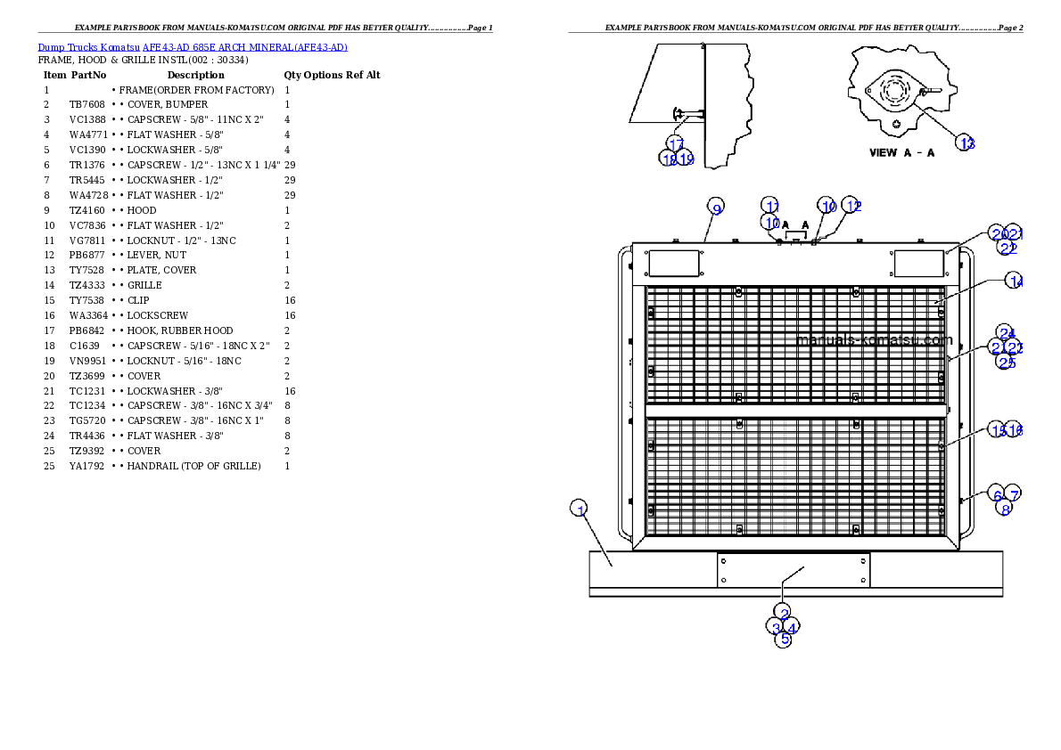 AFE43-AD 685E                 ARCH MINERAL Partsbook