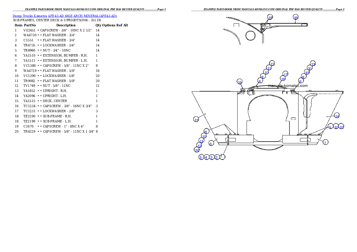 AFE43-AD 685E                 ARCH MINERAL Partsbook