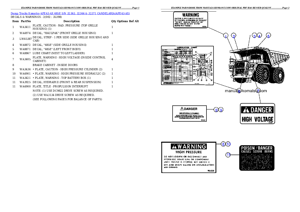 AFE43-AX 685E S/N 32363, 32364 & 32371 CANDELARIA Partsbook