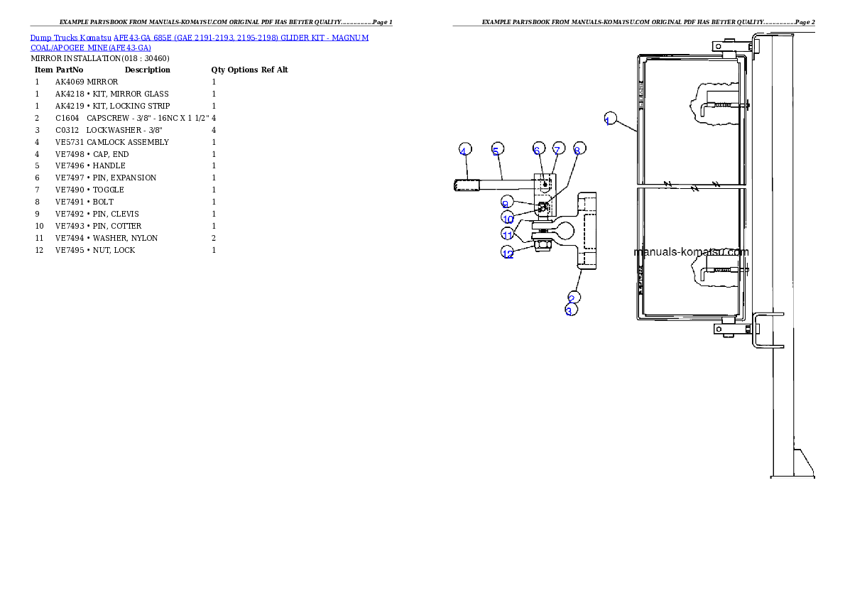 Protected: AFE43-GA 685E (GAE 2191-2193, 2195-2198) GLIDER KIT – MAGNUM COAL/APOGEE MINE Partsbook