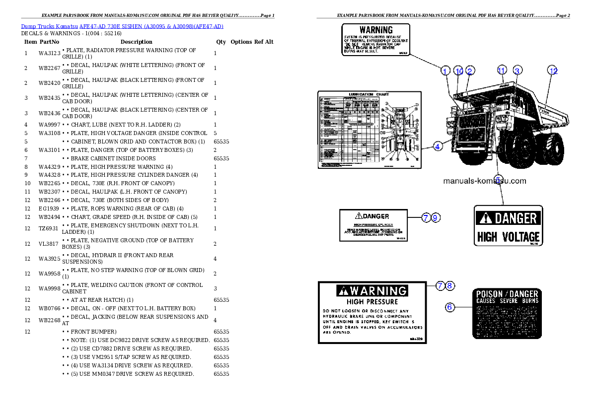 AFE47-AD 730E                SISHEN (A30095 & A30098) Partsbook