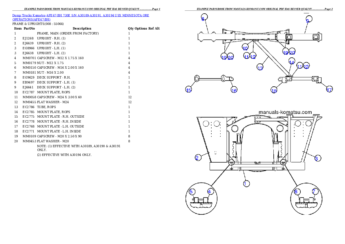 Protected: AFE47-BH 730E S/N A30189-A30191, A30194 USX MINNESOTA ORE OPERATIONS Partsbook