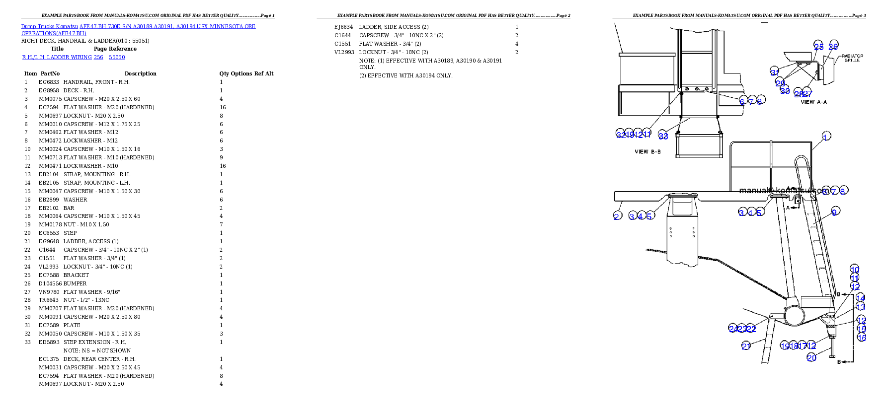 Protected: AFE47-BH 730E S/N A30189-A30191, A30194 USX MINNESOTA ORE OPERATIONS Partsbook